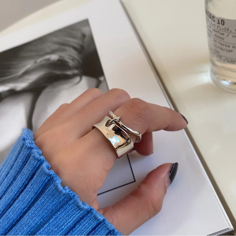 Silver Tone Double Ring